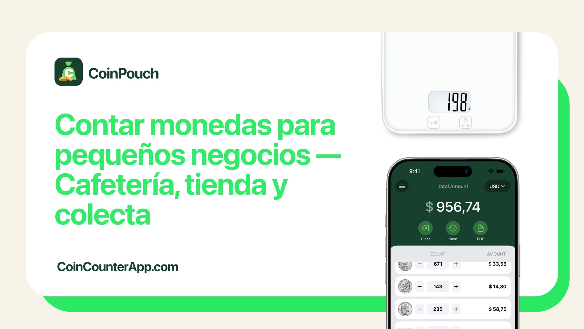 Caja de cafetería al cierre con monedas y billetes