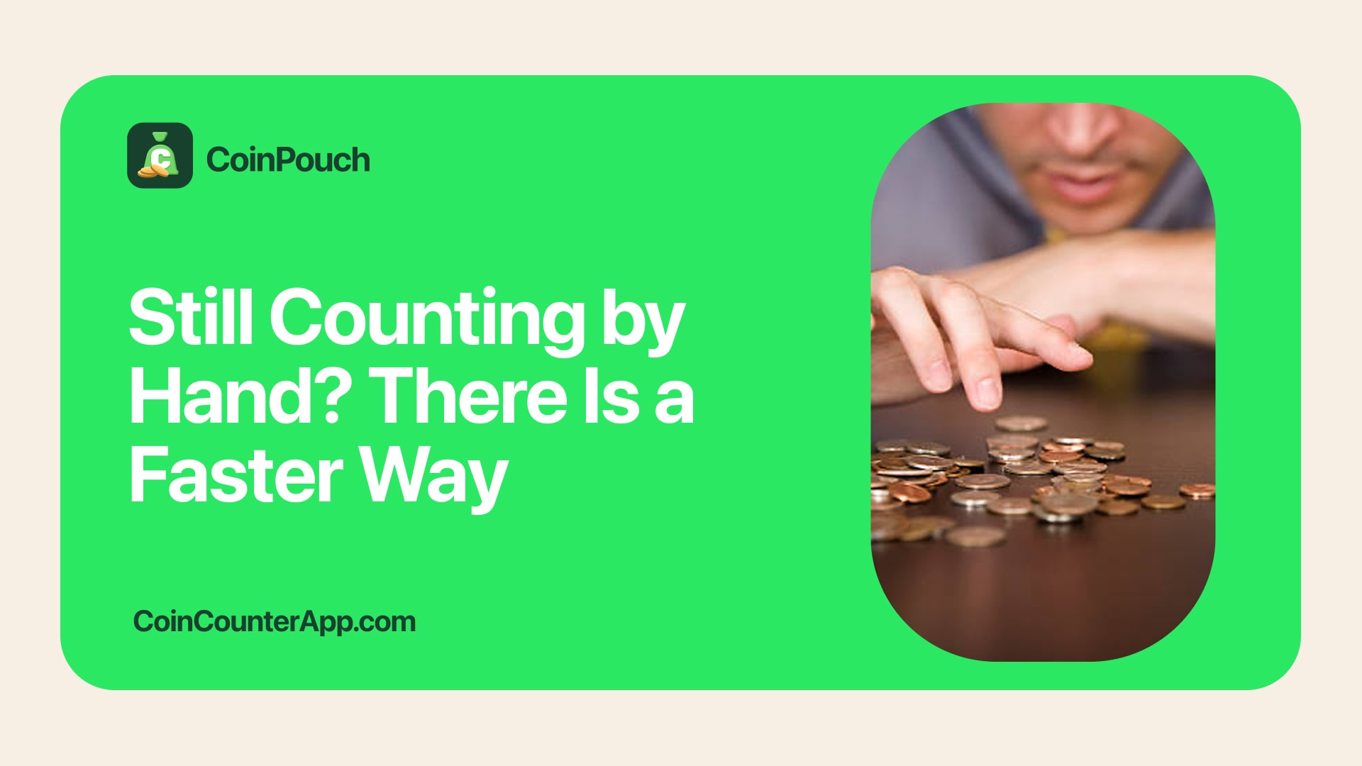 Pile of mixed coins beside an iPhone running CoinPouch