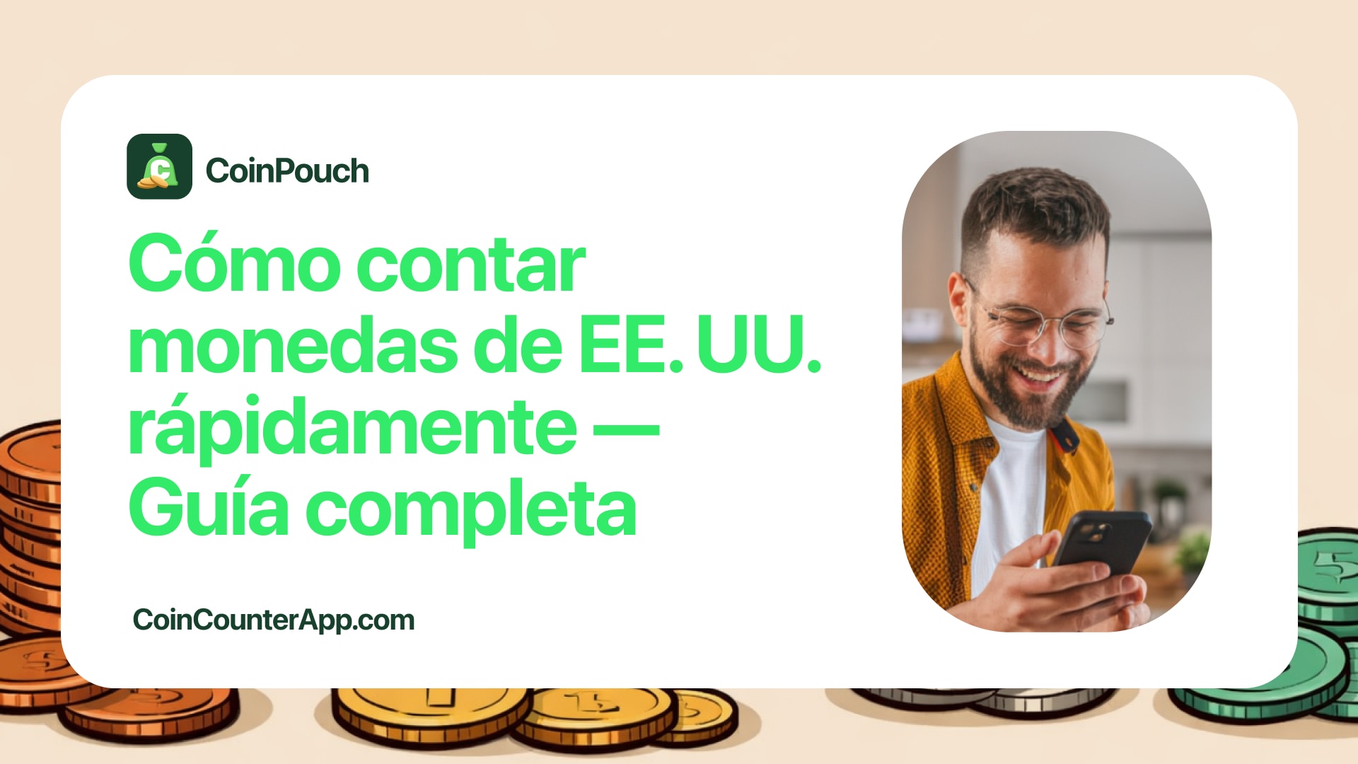 Pilas de monedas de EE. UU. en una báscula con CoinPouch